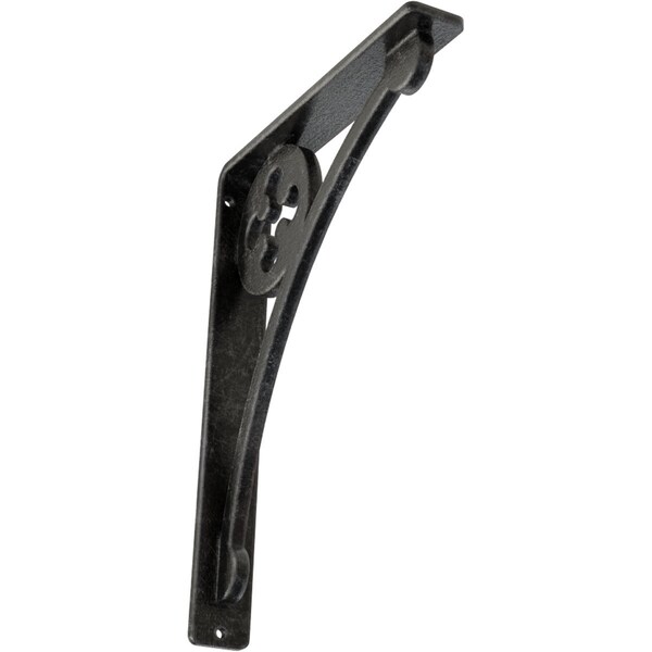 Ekena Millwork Crawley Wrought Iron Bracket, (Single center brace), Antiqued Silver 1 1/2"W x 7 1/2"D x 10"H BKTM01X07X10SCRASV - main
